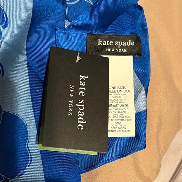 NWT Kate Spade Vibrant Blue Rose Scarf 28”+28” - Picture 3 of 6